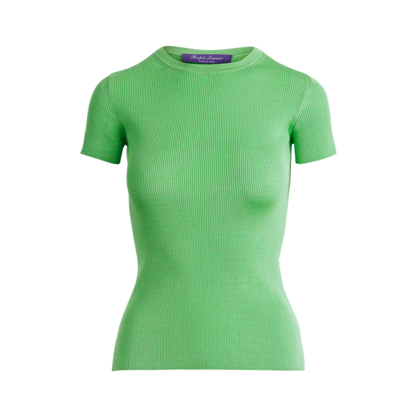 Mint Green Rib-Knit Silk T-Shirt Ralph Lauren Collection 2