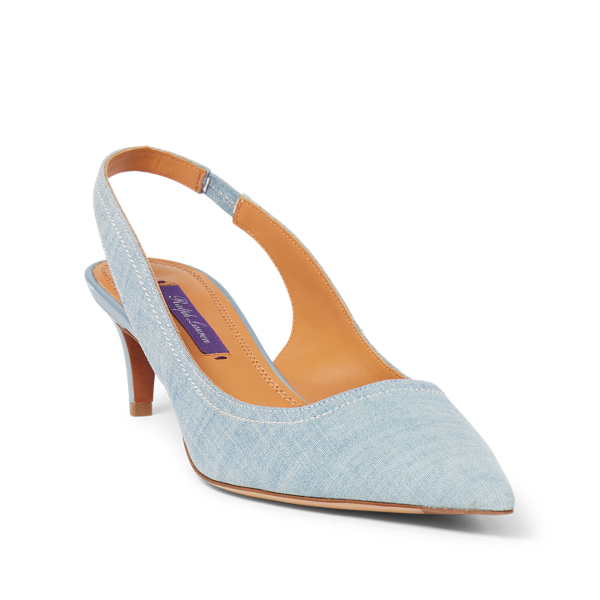 Denim Blue Cleo Cotton Chambray Pump Ralph Lauren Collection 2