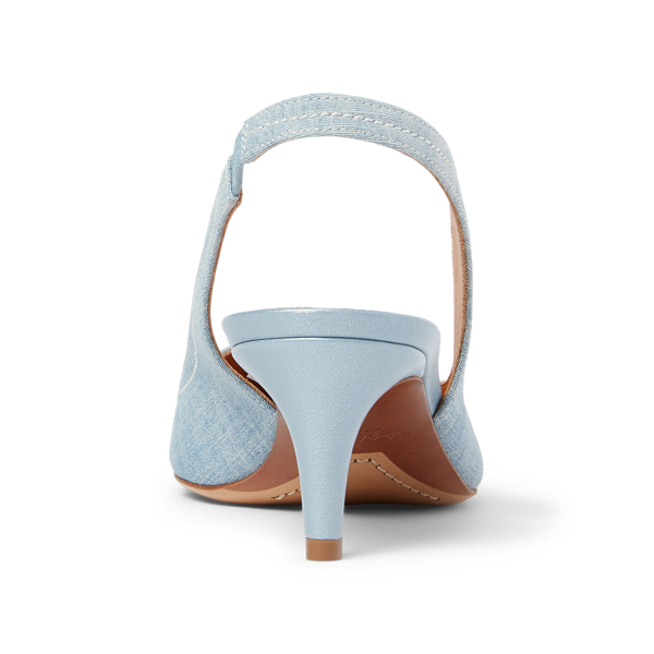 Denim Blue Cleo Cotton Chambray Pump Ralph Lauren Collection 3