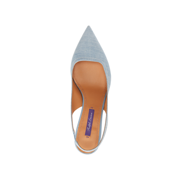 Denim Blue Cleo Cotton Chambray Pump Ralph Lauren Collection 4
