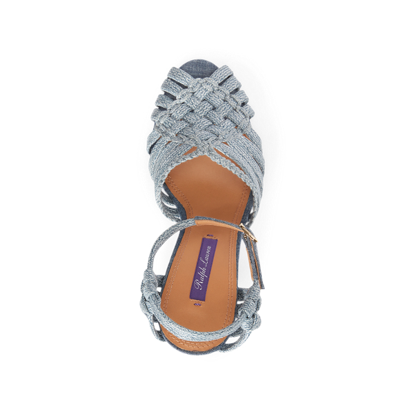 Denim Blue Telma Woven Cotton Sandal Ralph Lauren Collection 4