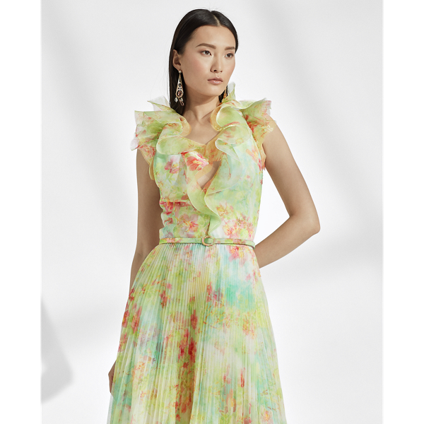 Green Multi Tasha Floral Tulle Dress Ralph Lauren Collection 3
