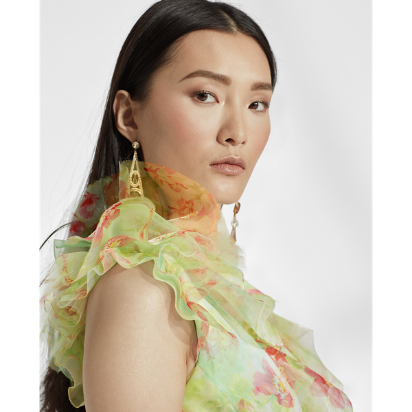 Green Multi Tasha Floral Tulle Dress Ralph Lauren Collection 4