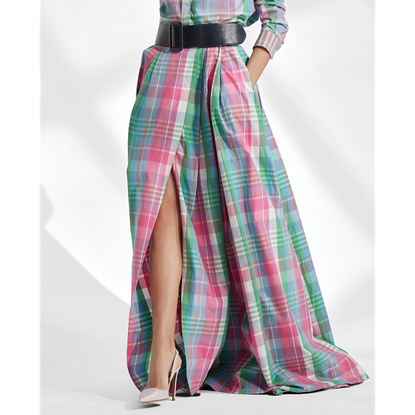 Pink/Green Multi Kimberley Madras Skirt Ralph Lauren Collection 4