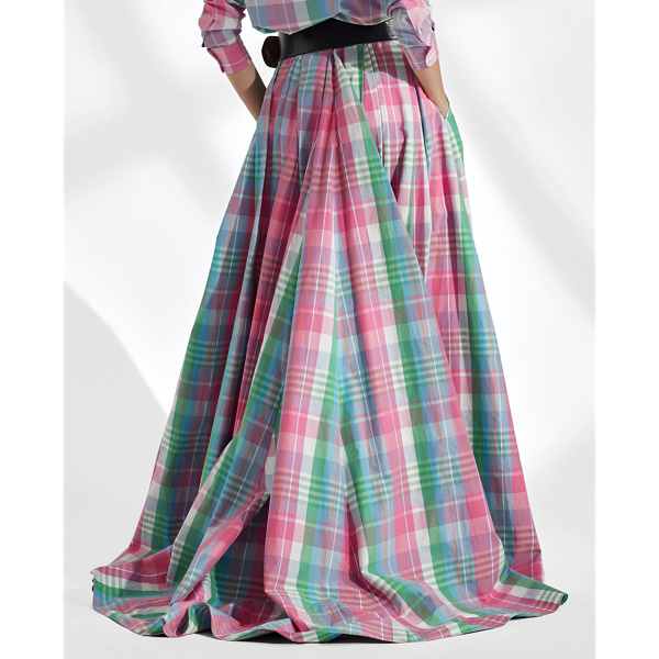 Pink/Green Multi Kimberley Madras Skirt Ralph Lauren Collection 5