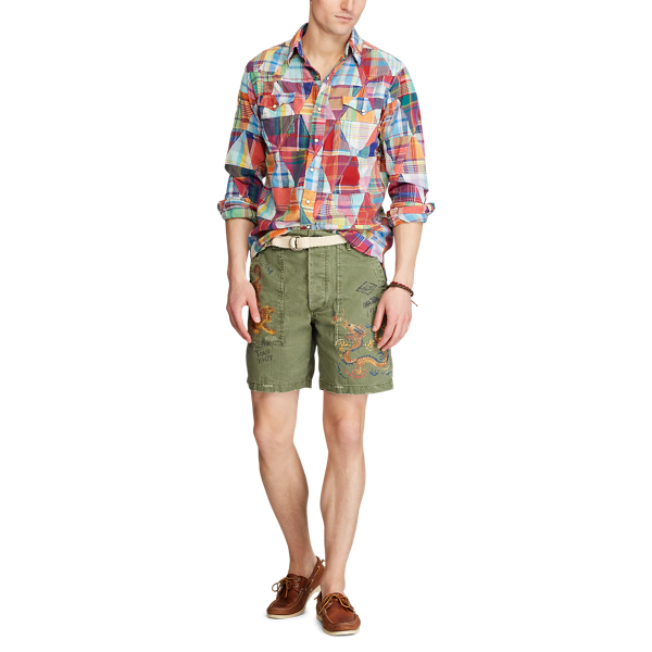 Classic Drab Olive/Print 20.3 cm Relaxed Fit Herringbone Short Polo Ralph Lauren 2