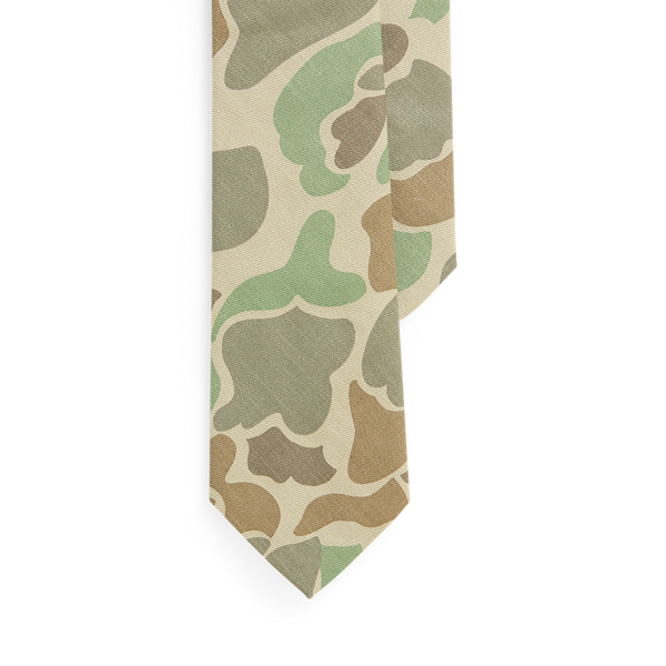 Camo-Print Cotton Narrow Tie