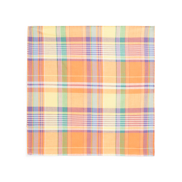 Orange/Blue Multi Plaid Pocket Square Polo Ralph Lauren 2