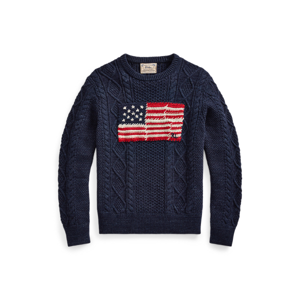 Navy Ragg Aran Patchwork-Flag Jumper Polo Ralph Lauren 2