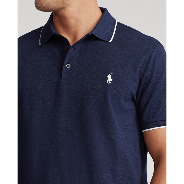 Spring Navy Heather Custom Slim Fit Stretch Mesh Polo Shirt Polo Ralph Lauren 6