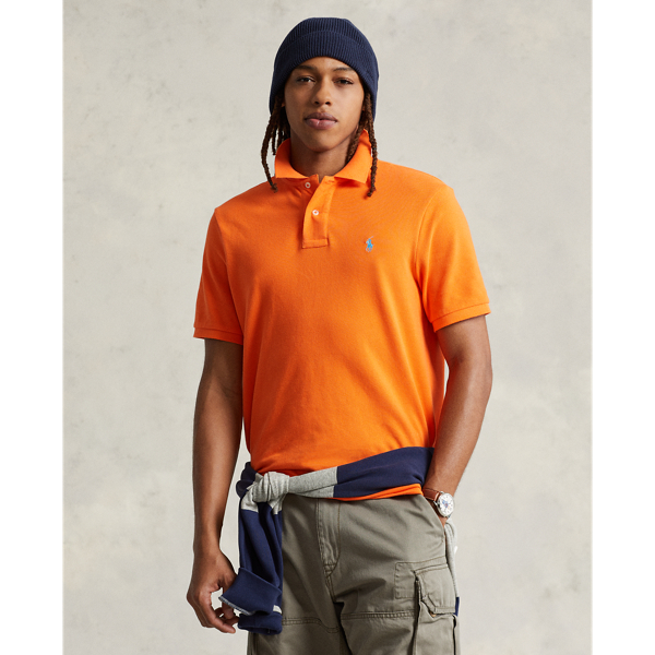 Resort Orange/Light Blue The Iconic Mesh Polo Shirt Polo Ralph Lauren 1