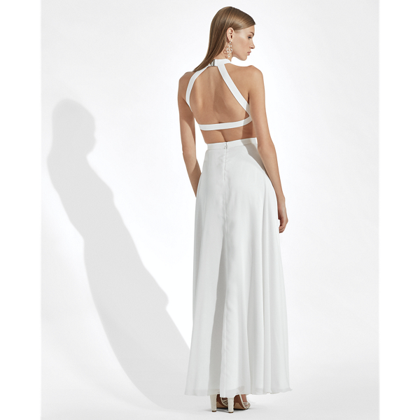 Off White Novella Evening Dress Ralph Lauren Collection 5