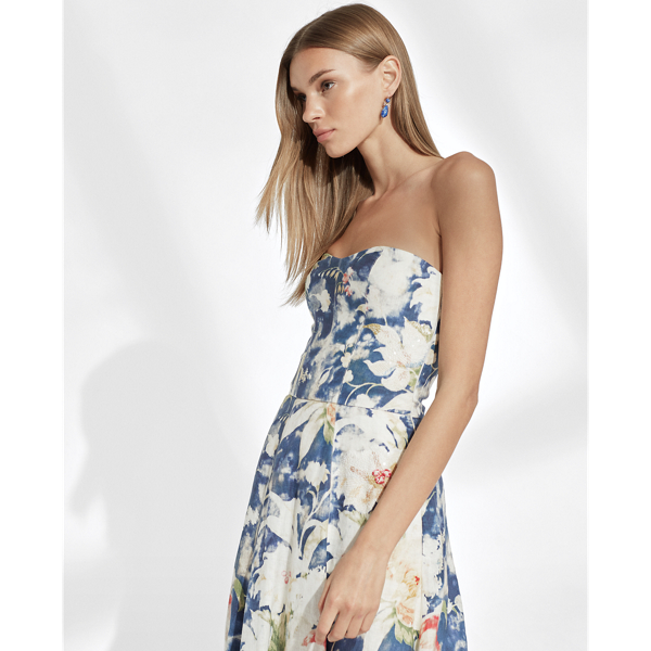 Blue Multi Dasha Floral Cocktail Dress Ralph Lauren Collection 4
