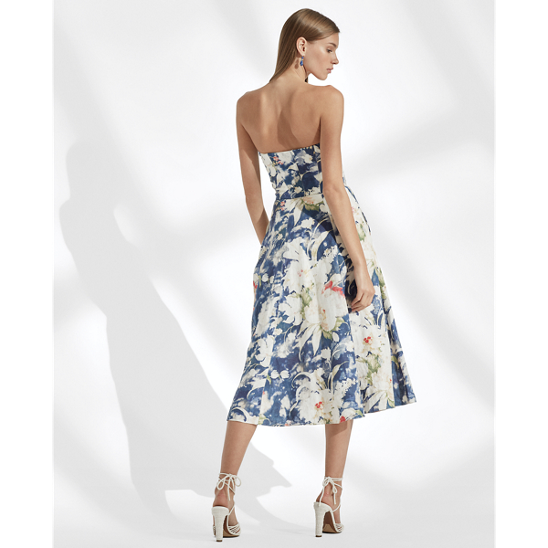 Blue Multi Dasha Floral Cocktail Dress Ralph Lauren Collection 5