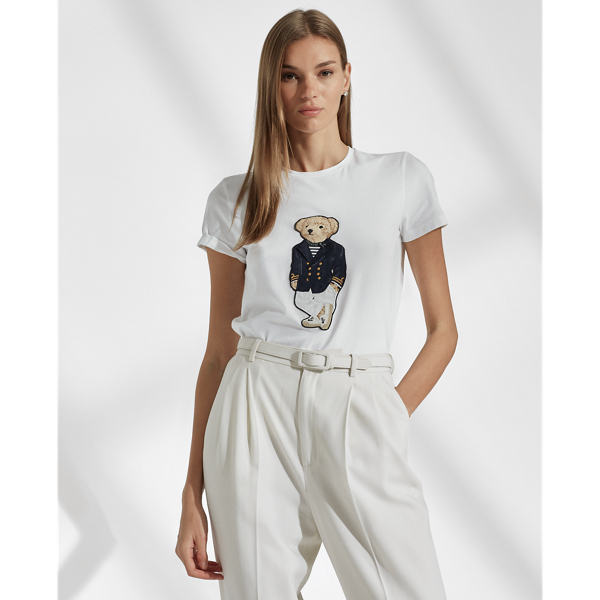 Optic White Riviera Polo Bear Cotton Tee Ralph Lauren Collection 3