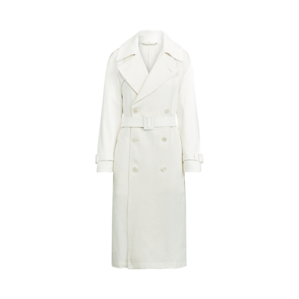 Ivory Hays Leather-Trim Trench Coat Ralph Lauren Collection 2