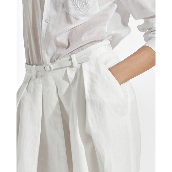 Pantaloni Adrianna in lino a gamba larga Ralph Lauren Collection in Avorio 6