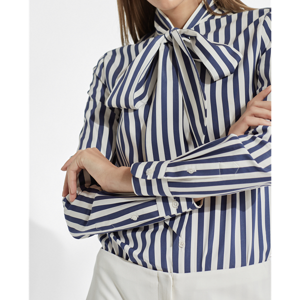 Navy/Off White Alejandra Striped Shirt Ralph Lauren Collection 7