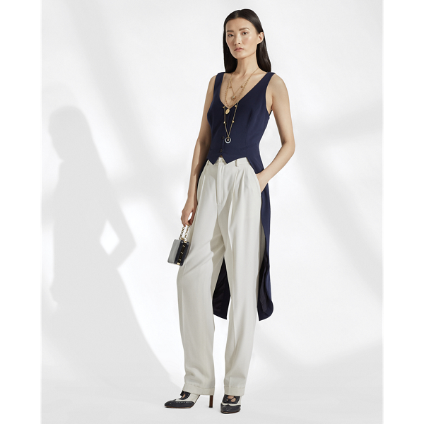Lux Navy Bruno Wool Crepe Top Ralph Lauren Collection 3