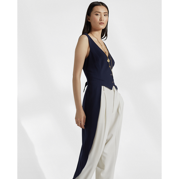 Lux Navy Bruno Wool Crepe Top Ralph Lauren Collection 4
