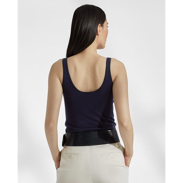 Navy Silk-Blend Tank Top Ralph Lauren Collection 4