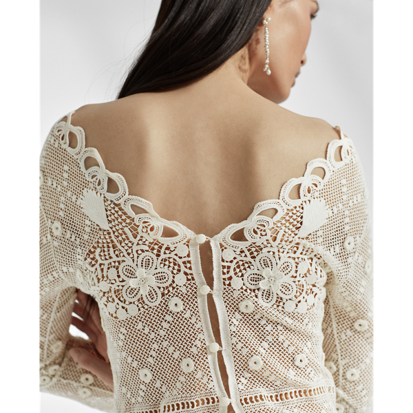 Lux Cream Floral Lace Top Ralph Lauren Collection 5
