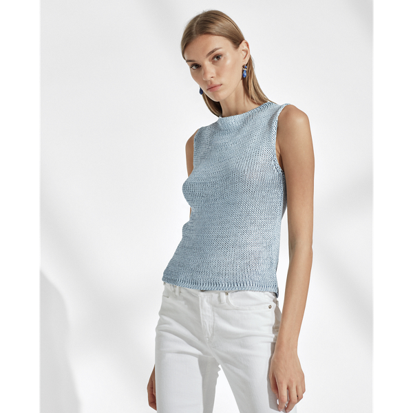 Antique Blue silk Mockneck Jumper Ralph Lauren Collection 3