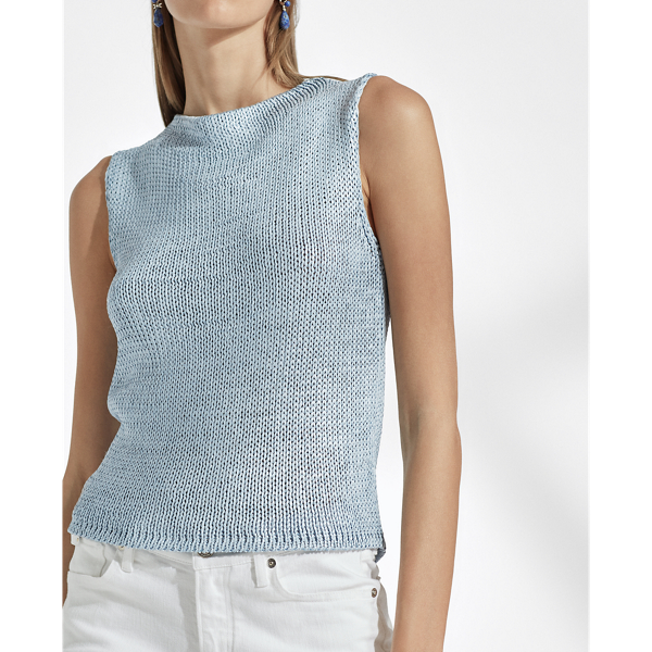 Antique Blue silk Mockneck Jumper Ralph Lauren Collection 5