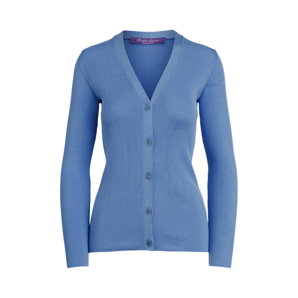 Rib-Knit Silk Cardigan