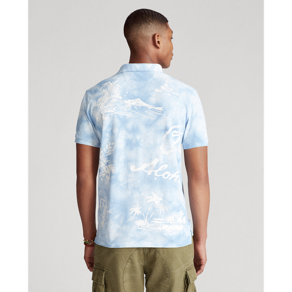 Nimes Blue Print Hawaiian Mesh Polo Shirt Big & Tall 4