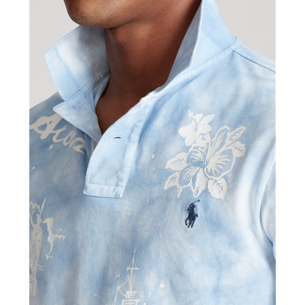 Nimes Blue Print Hawaiian Mesh Polo Shirt Big & Tall 5