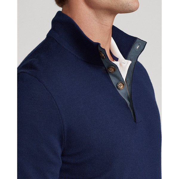 Refined Navy Washable Wool Jumper Polo Golf 6