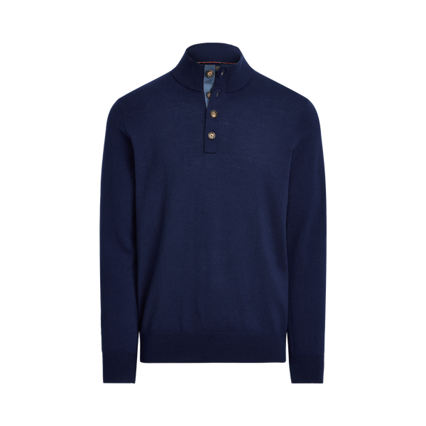 Refined Navy Washable Wool Jumper Polo Golf 2