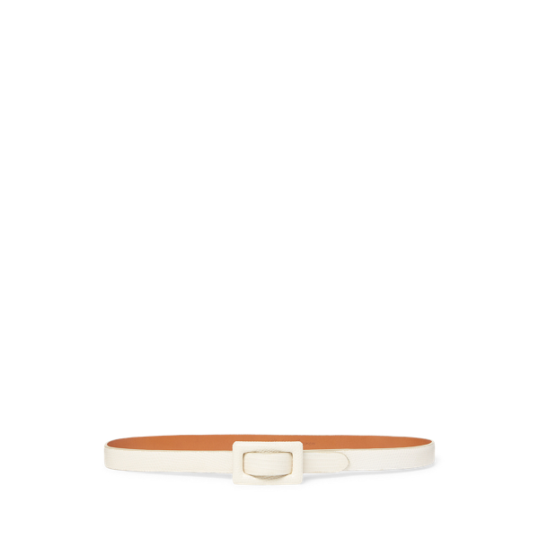 Stamped-Calfskin Skinny Belt
