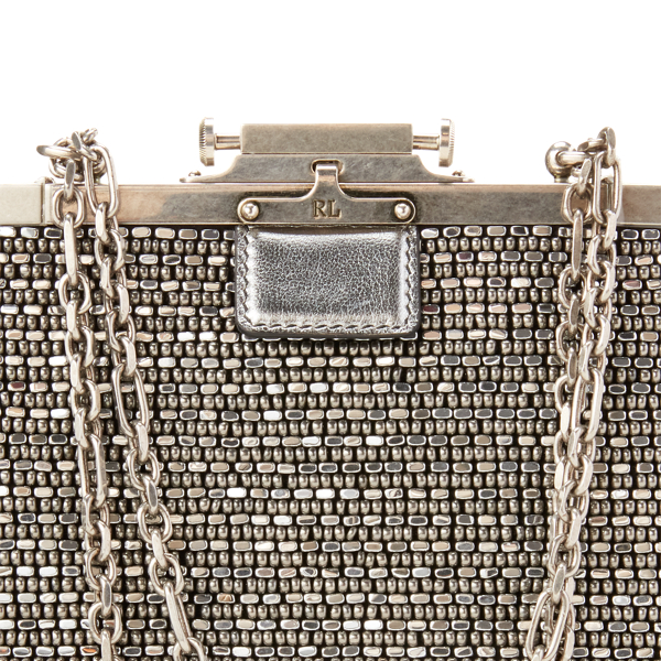 Silver/Black Embellished Evening Pouch Ralph Lauren Collection 5