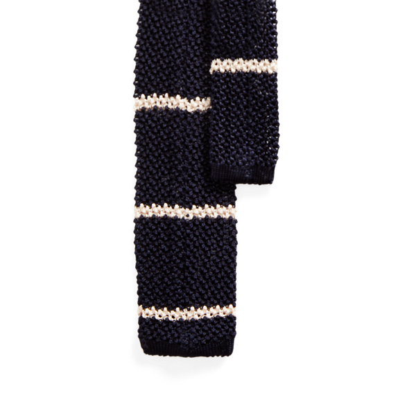 Navy/Cream Striped Silk Knit Tie Ralph Lauren Collection 2