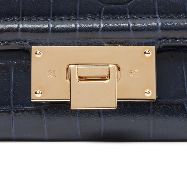 Marine Navy Calfskin Petite Hinge-Lock Wallet Ralph Lauren Collection 4