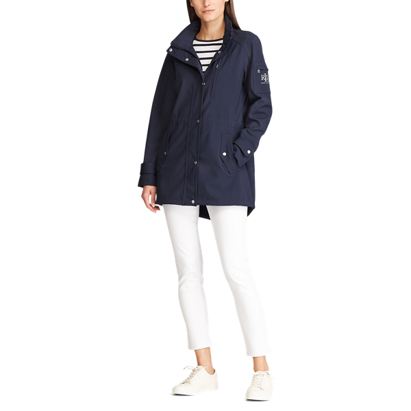 Navy Concealed-Hood Mockneck Coat Lauren 3