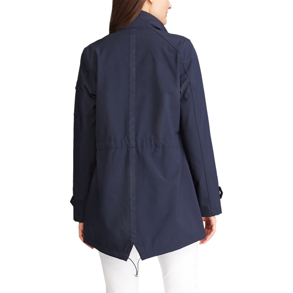 Navy Concealed-Hood Mockneck Coat Lauren 5