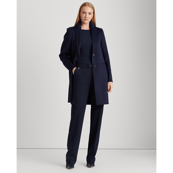 Navy Two-Button Wool-Blend Coat Lauren 4