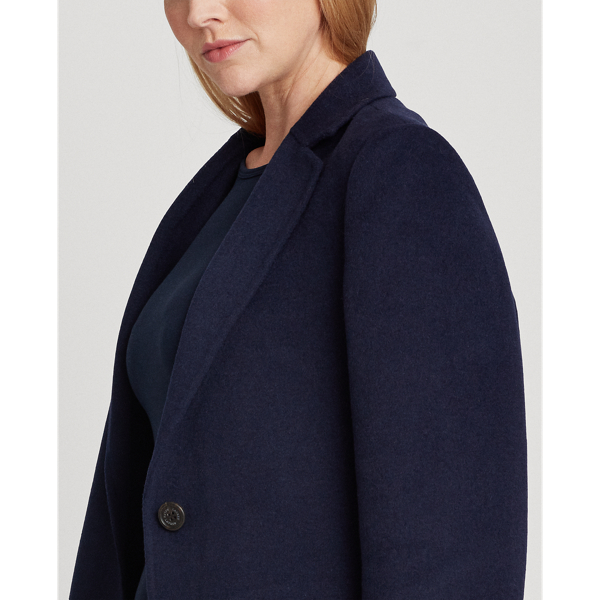 Navy Two-Button Wool-Blend Coat Lauren 6