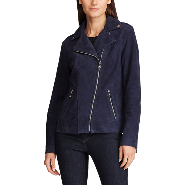 Deep Cobalt Suede Moto Jacket Lauren 4