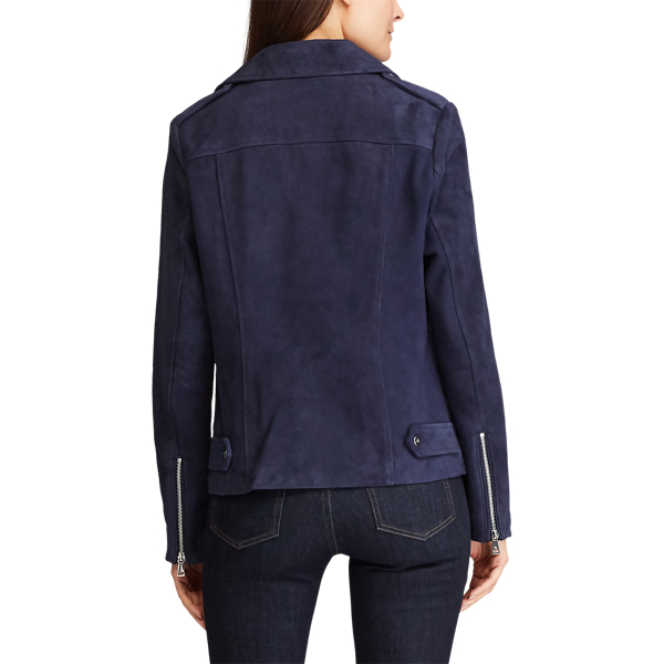 Deep Cobalt Suede Moto Jacket Lauren 5