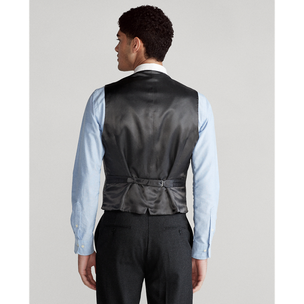 Black And Cream W/Blue Glen Plaid Wool Waistcoat Polo Ralph Lauren 5