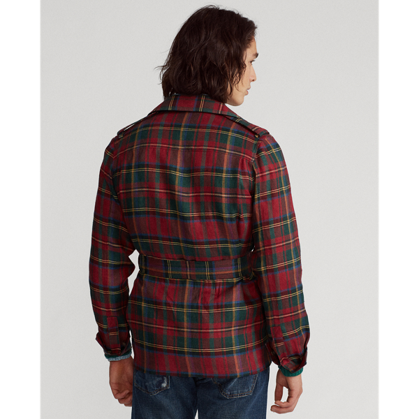 Red/Olive/Blue/Green Tartan Linen Safari Jacket Polo Ralph Lauren 5