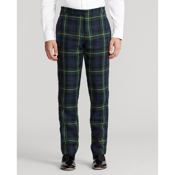 Navy/Black/Green/Yellow Plaid Linen Tuxedo Trouser Polo Ralph Lauren 4