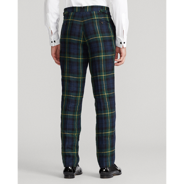 Navy/Black/Green/Yellow Plaid Linen Tuxedo Trouser Polo Ralph Lauren 5