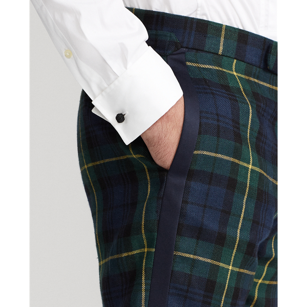 Navy/Black/Green/Yellow Plaid Linen Tuxedo Trouser Polo Ralph Lauren 6