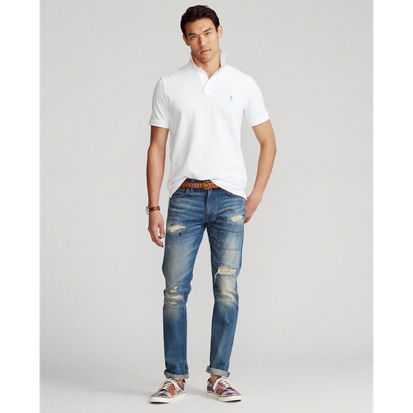 White Custom Slim Fit Mesh Polo Shirt Polo Ralph Lauren 4