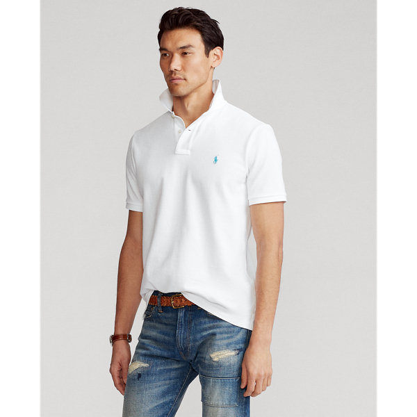 White Custom Slim Fit Mesh Polo Shirt Polo Ralph Lauren 5